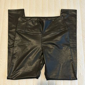 Stretch black pleather pants.